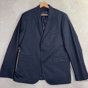 J Hilburn REDA Blazer Jacket Mens 40L Navy Wool Silk Surgeon Cuff Preppy Casual